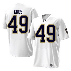#49 Men's College Football Notre Dame Fighting Irish Player White Andrew Kros Jerseys 268705-508