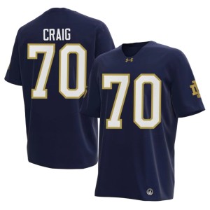 #70 Men's Ashton Craig NCAA UND College Football Navy Jerseys 758146-547