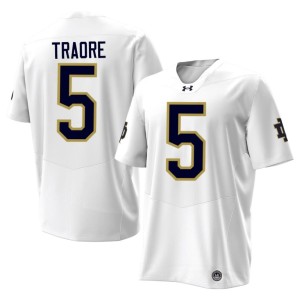 #5 Fighting Irish College Football Boubacar Traore Player Men White Jersey 121022-788