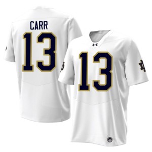 #13 Irish White CJ Carr Men Replica College Football Jersey 761503-729
