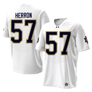#57 College Football White Cam Herron Mens University of Notre Dame University Jerseys 718321-752