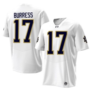 #17 Elijah Burress Limited College Football Men's Notre Dame White Jersey 475147-620