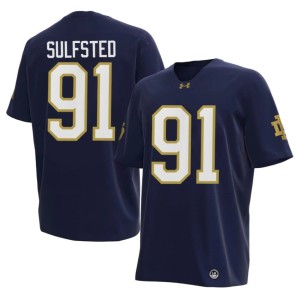 #91 Gordy Sulfsted NCAA Navy Mens College Football UND Jerseys 446138-572