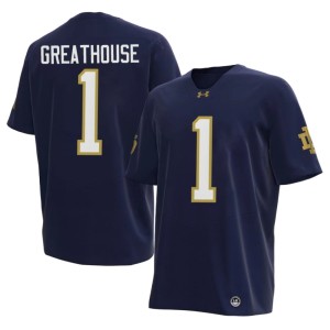 #1 College Football University Men Navy Jaden Greathouse Fighting Irish Jerseys 338557-915