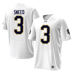 #3 Game Jaylen Sneed College Football White Men's Notre Dame Fighting Irish Jersey 326283-701
