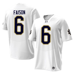 #6 Jordan Faison College Football Men's NCAA White Fighting Irish Jersey 625640-785