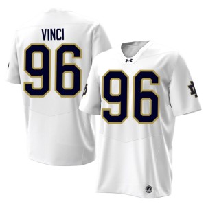 #96 Fighting Irish Men's Joseph Vinci Game White College Football Jersey 800942-805