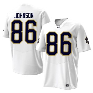 #86 ND White Kaleb Johnson Embroidery Mens College Football Jerseys 703299-144