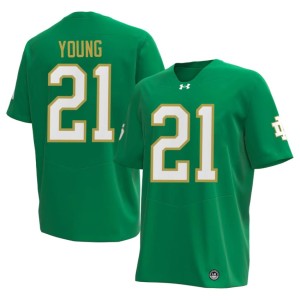 #21 Kedren Young Men's College Football Green Stitched Notre Dame Jerseys 381063-820