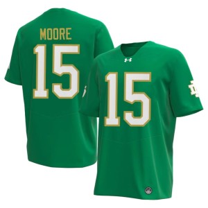 #15 High School Leonard Moore Men Fighting Irish College Football Green Jerseys 201478-992