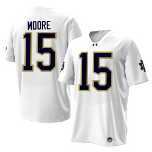#15 Notre Dame Fighting Irish White Leonard Moore Men College Football High School Jerseys 756229-894