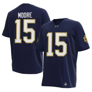 #15 Mens Leonard Moore UND Navy Embroidery College Football Jerseys 454754-288