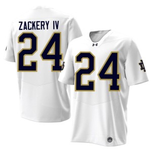 #24 Stitched ND Men's White Mark Zackery IV College Football Jerseys 792200-156