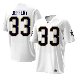 #33 College Football White Replica Irish Matt Jeffery Men's Jersey 204973-453