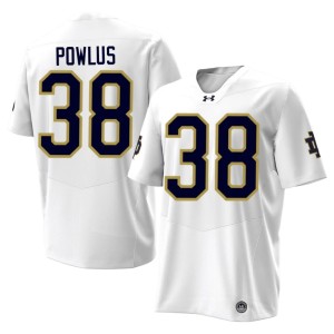 #38 Mens College Football Tommy Powlus White Irish 2026 Jerseys 265493-813