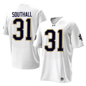#31 Stitched White Mens College Football Xavier Southall Irish Jersey 557647-817