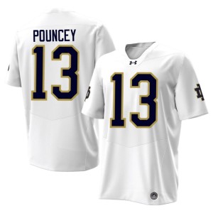#13 College Football Men Irish White High School Ayden Pouncey Jerseys 835688-269