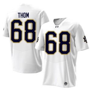 #68 High School Irish White Mens College Football Charlie Thom Jerseys 168229-150