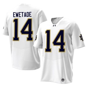 #14 Limited Ebenezer Ewetade The Irish White College Football Mens Jersey 111883-731