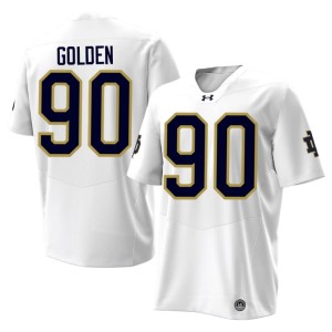 #90 Mens White University of Notre Dame 2026-27 College Football Elijah Golden Jerseys 376646-351