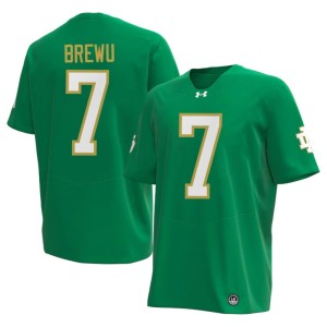 #7 Men's Irish College Football Francis Brewu Official Green Jersey 130851-894