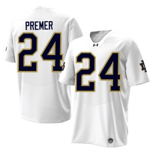 #24 Ian Premer Irish White Men Replica College Football Jersey 916792-217
