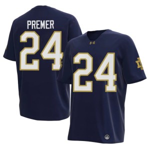 #24 Ian Premer Stitched College Football University of Notre Dame Mens Navy Jersey 449552-567