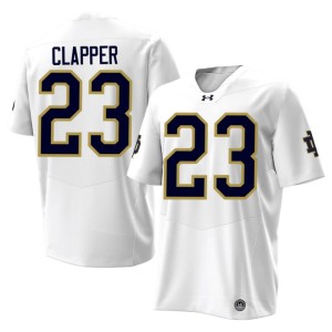 #23 White College Football Ja'Kobe Clapper The Irish Embroidery Men Jerseys 579176-739