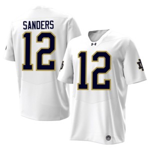 #12 Jayden Sanders College Football The Irish Men's 2026 White Jerseys 387970-245