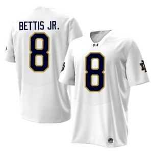 #8 Notre Dame Fighting Irish College Football Jerome Bettis Jr. Embroidery White Men Jersey 741879-857