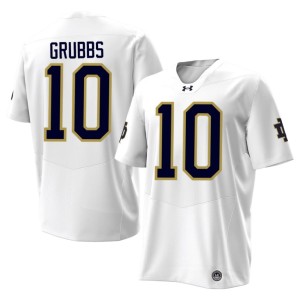 #10 Men's White University of Notre Dame College Football Noah Grubbs NCAA Jerseys 275097-572
