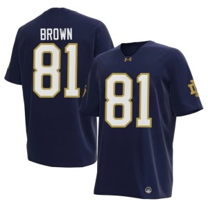 #81 Replica UND College Football Navy Tim Brown Mens Jersey 265828-149