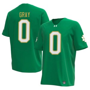 #0 College Football Green Tionne Gray University of Notre Dame Men Stitched Jersey 146086-796