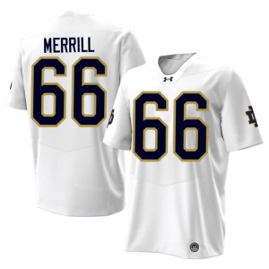 #66 University of Notre Dame Mens College Football White 2026-27 Tyler Merrill Jersey 401895-284