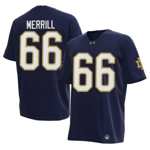 #66 Tyler Merrill Notre Dame Player College Football Men Navy Jerseys 744635-549