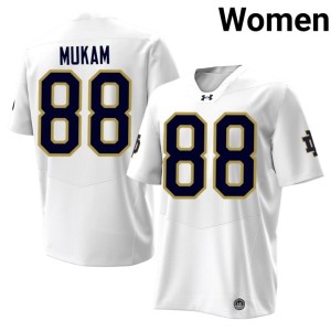 #88 University College Football Women Armel Mukam The Irish White Jersey 488762-455
