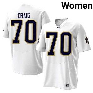 #70 Fighting Irish Ashton Craig University College Football Women's White Jersey 622447-240