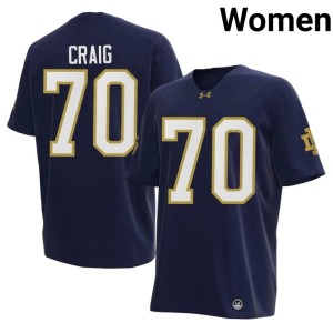 #70 Women Navy Embroidery Ashton Craig Notre Dame College Football Jersey 263808-775