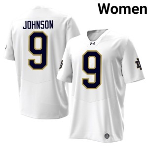 #9 University of Notre Dame Womens Brauntae Johnson Alumni White College Football Jerseys 987228-934