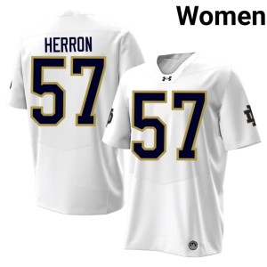 #57 Irish College Football University Women's Cam Herron White Jerseys 772910-252