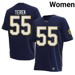 #55 Notre Dame Fighting Irish Chris Terek Women University Navy College Football Jersey 907860-669