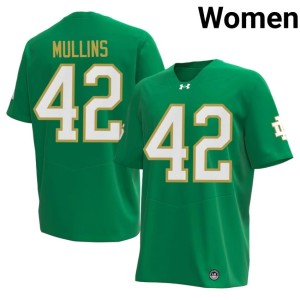 #42 UND Cole Mullins College Football Women Official Green Jersey 978769-754