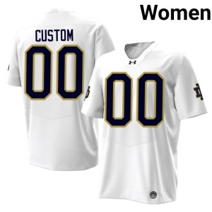 #00 Custom College Football Embroidery White Women ND Jerseys 310298-670