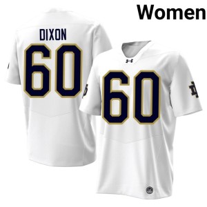 #60 White College Football Women's University University of Notre Dame Davion Dixon Jerseys 704315-356