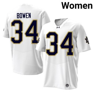 #34 Women College Football University Fighting Irish White Drayk Bowen Jerseys 434992-360