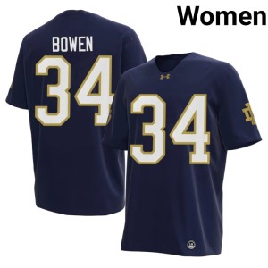 #34 College Football Notre Dame Women 2026 Drayk Bowen Navy Jerseys 586075-798