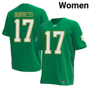 #17 Official Elijah Burress Green Women ND College Football Jerseys 636281-662