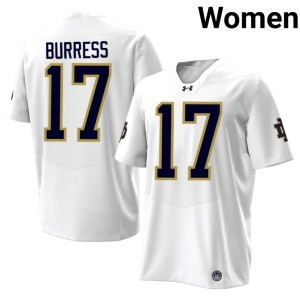 #17 College Football White Elijah Burress Alumni The Irish Women's Jersey 505700-143