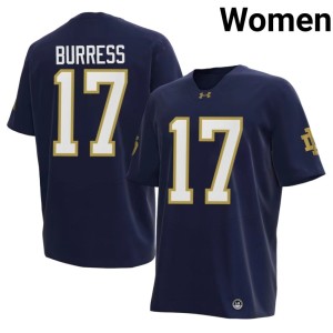 #17 College Football Elijah Burress Navy Irish Official Womens Jerseys 706632-313