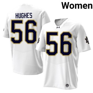 #56 Women's University of Notre Dame Elijah Hughes White Official College Football Jersey 705184-558